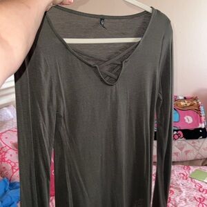 Olive Green Long Sleeve Top